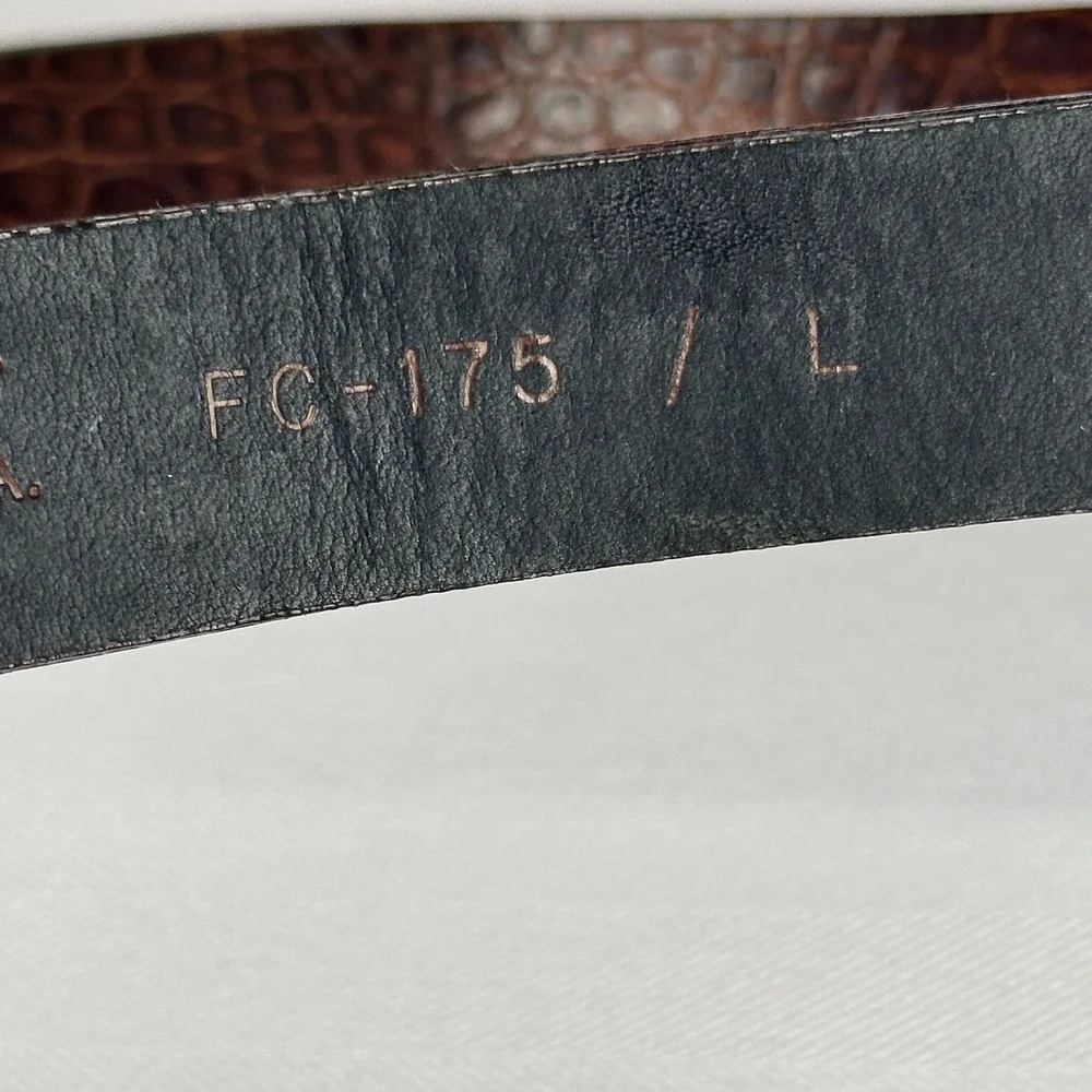 FCX‎ Collection Brown Croc Embossed Belt Pewter Vintage Heart Buckle Boho Size L